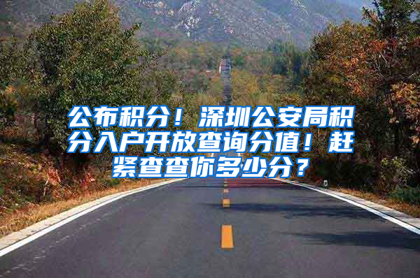 公布积分！深圳公安局积分入户开放查询分值！赶紧查查你多少分？