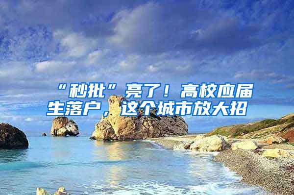 “秒批”亮了！高校应届生落户，这个城市放大招