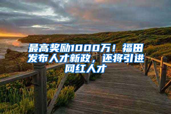 最高奖励1000万！福田发布人才新政，还将引进网红人才