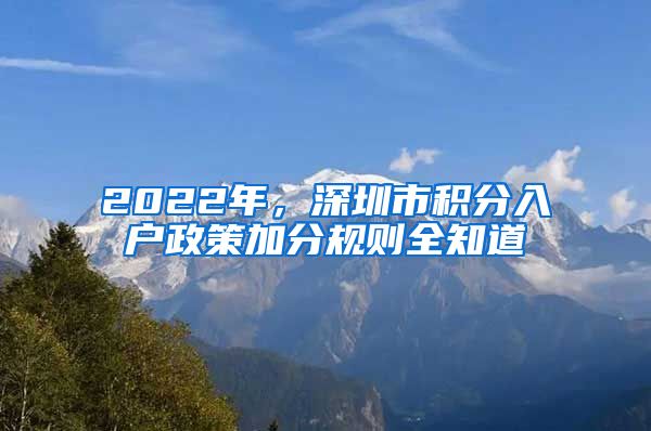 2022年，深圳市积分入户政策加分规则全知道
