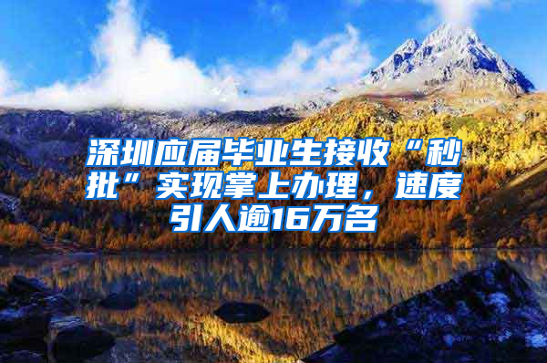 深圳应届毕业生接收“秒批”实现掌上办理，速度引人逾16万名