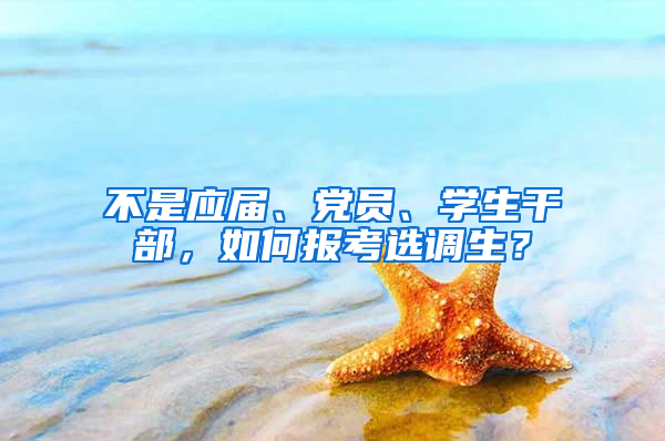 不是应届、党员、学生干部，如何报考选调生？