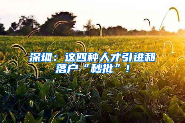 深圳：这四种人才引进和落户“秒批”!