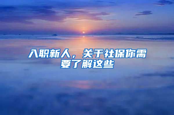 入职新人，关于社保你需要了解这些