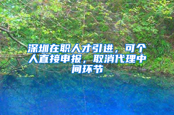 深圳在职人才引进，可个人直接申报，取消代理中间环节