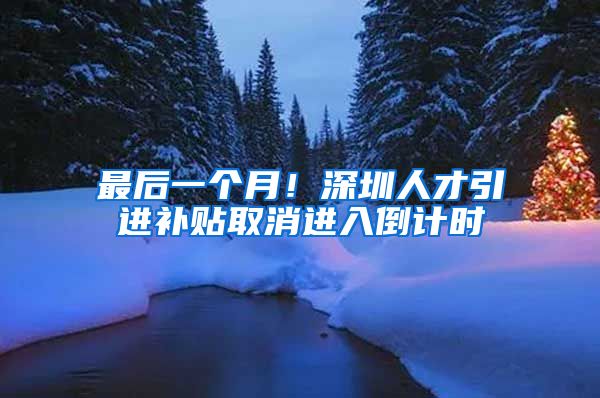 最后一个月！深圳人才引进补贴取消进入倒计时