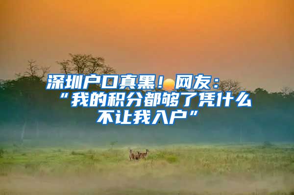 深圳户口真黑！网友：“我的积分都够了凭什么不让我入户”