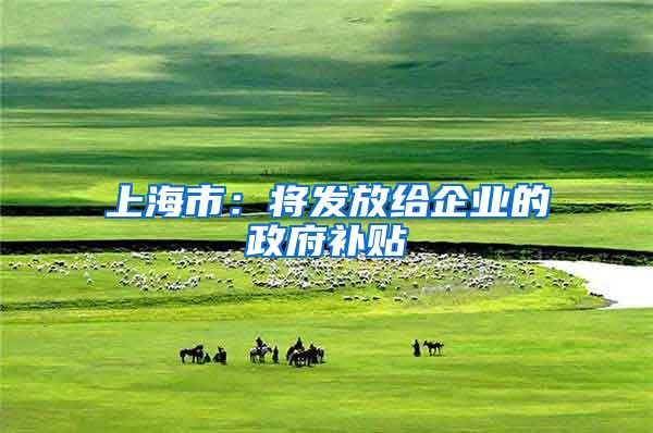 上海市：将发放给企业的政府补贴