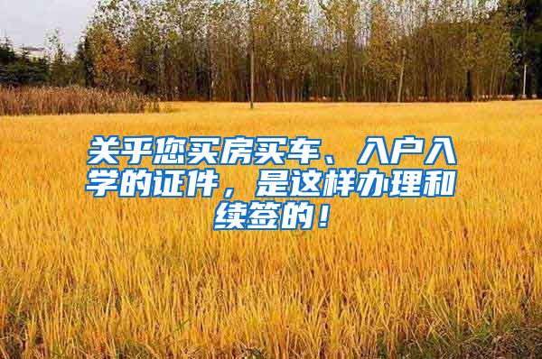 关乎您买房买车、入户入学的证件，是这样办理和续签的！