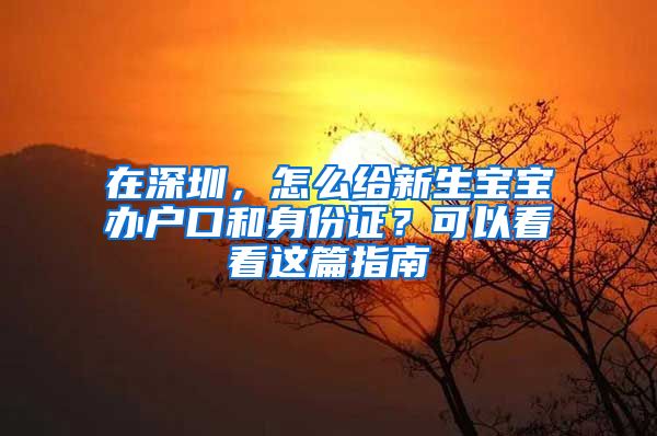 在深圳，怎么给新生宝宝办户口和身份证？可以看看这篇指南