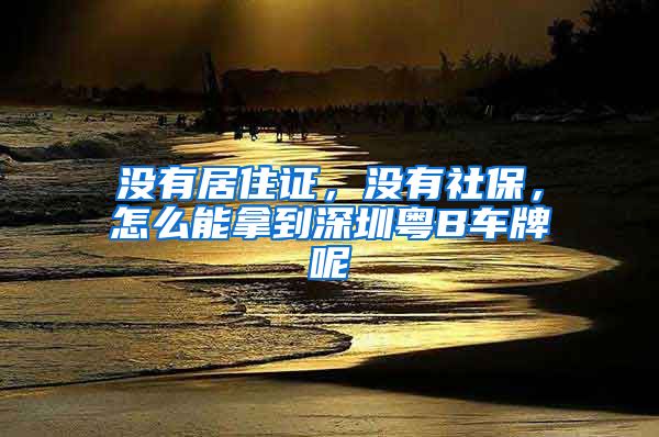 没有居住证，没有社保，怎么能拿到深圳粤B车牌呢