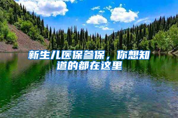新生儿医保参保，你想知道的都在这里