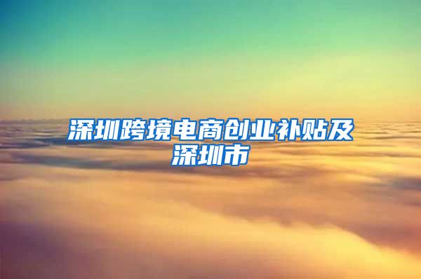 深圳跨境电商创业补贴及深圳市