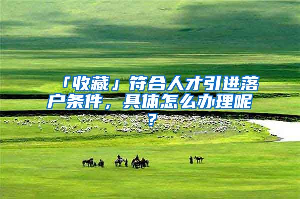 「收藏」符合人才引进落户条件，具体怎么办理呢？