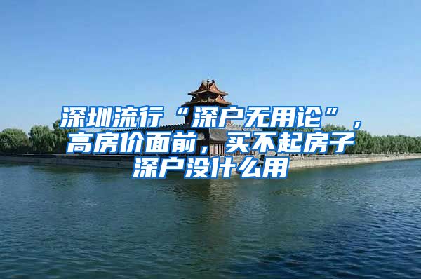 深圳流行“深户无用论”，高房价面前，买不起房子深户没什么用