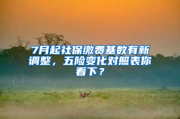 7月起社保缴费基数有新调整，五险变化对照表你看下？