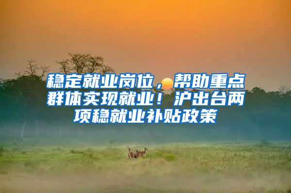 稳定就业岗位，帮助重点群体实现就业！沪出台两项稳就业补贴政策