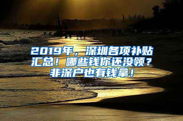 2019年，深圳各项补贴汇总！哪些钱你还没领？非深户也有钱拿！