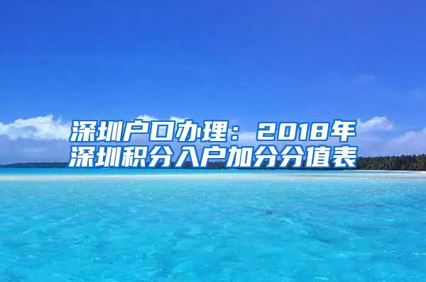 深圳户口办理：2018年深圳积分入户加分分值表
