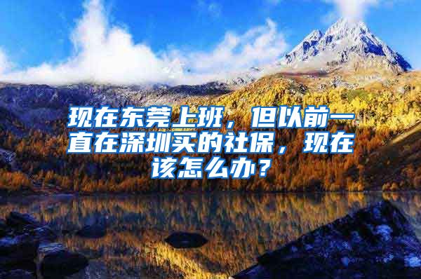 现在东莞上班，但以前一直在深圳买的社保，现在该怎么办？