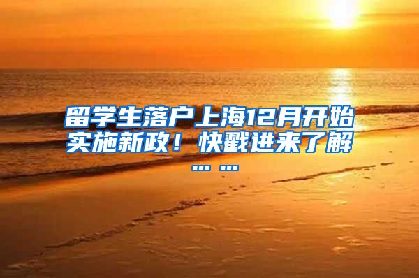 留学生落户上海12月开始实施新政！快戳进来了解……