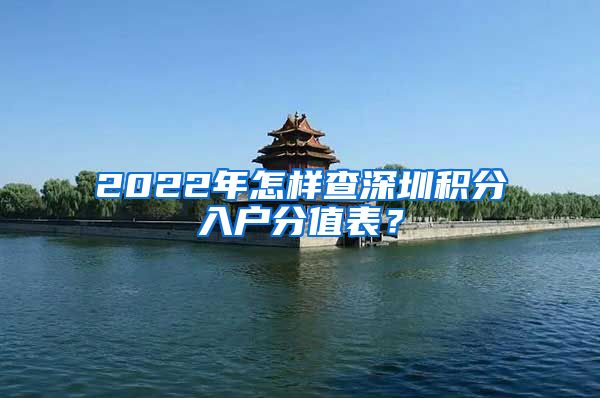 2022年怎样查深圳积分入户分值表？