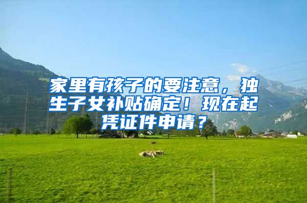 家里有孩子的要注意，独生子女补贴确定！现在起凭证件申请？