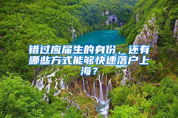 错过应届生的身份，还有哪些方式能够快速落户上海？