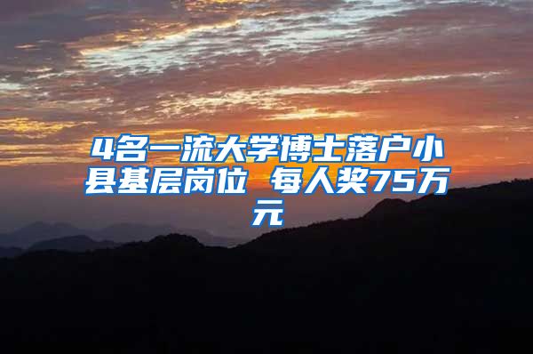 4名一流大学博士落户小县基层岗位 每人奖75万元