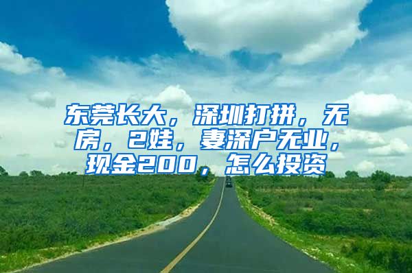 东莞长大，深圳打拼，无房，2娃，妻深户无业，现金200，怎么投资