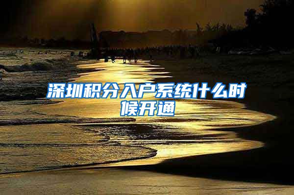 深圳积分入户系统什么时候开通