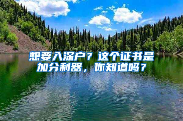 想要入深户？这个证书是加分利器，你知道吗？