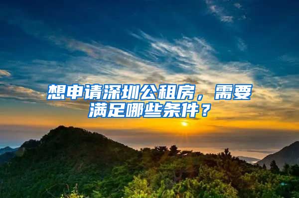 想申请深圳公租房，需要满足哪些条件？