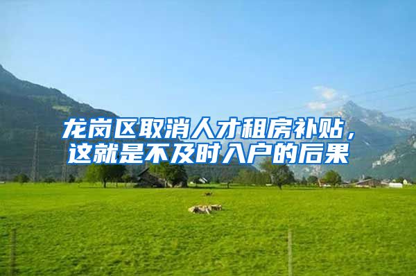 龙岗区取消人才租房补贴，这就是不及时入户的后果