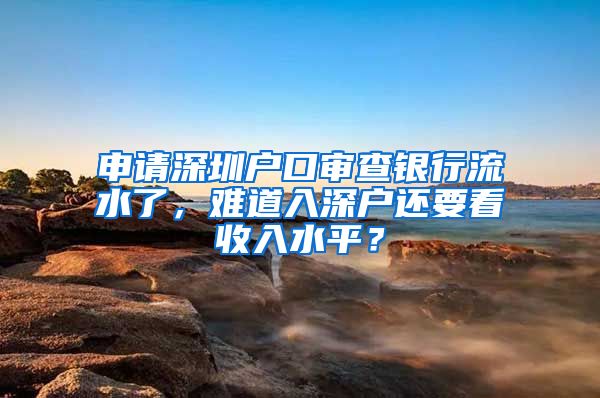 申请深圳户口审查银行流水了，难道入深户还要看收入水平？