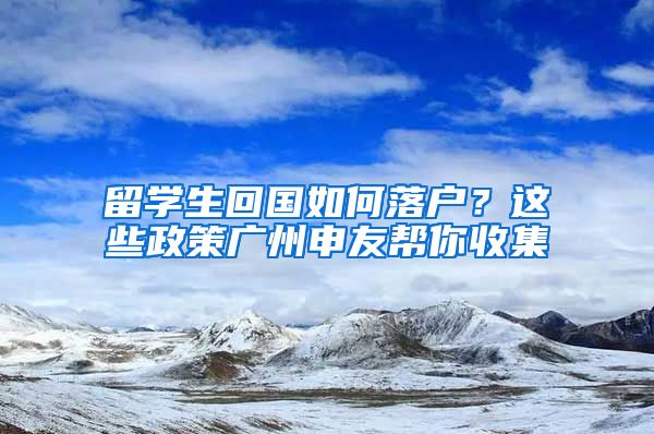 留学生回国如何落户？这些政策广州申友帮你收集