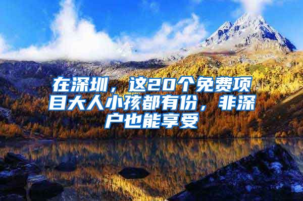 在深圳，这20个免费项目大人小孩都有份，非深户也能享受