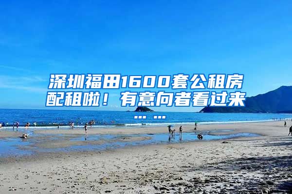 深圳福田1600套公租房配租啦！有意向者看过来……