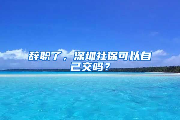 辞职了，深圳社保可以自己交吗？