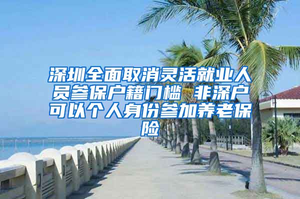 深圳全面取消灵活就业人员参保户籍门槛 非深户可以个人身份参加养老保险