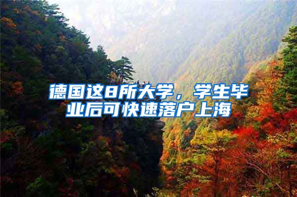 德国这8所大学，学生毕业后可快速落户上海
