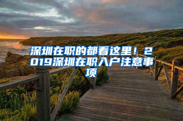 深圳在职的都看这里！2019深圳在职入户注意事项