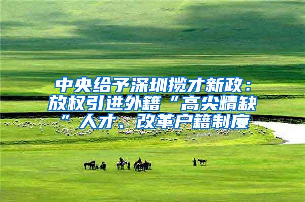 中央给予深圳揽才新政：放权引进外籍“高尖精缺”人才、改革户籍制度