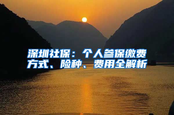 深圳社保：个人参保缴费方式、险种、费用全解析