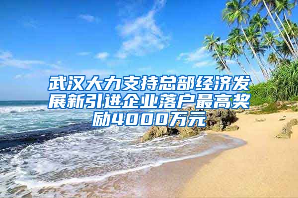 武汉大力支持总部经济发展新引进企业落户最高奖励4000万元