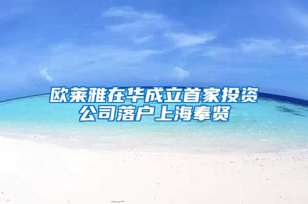 欧莱雅在华成立首家投资公司落户上海奉贤