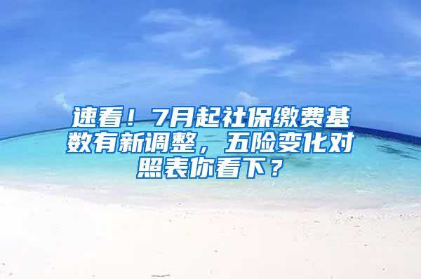 速看！7月起社保缴费基数有新调整，五险变化对照表你看下？