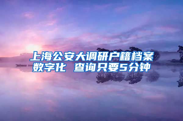 上海公安大调研户籍档案数字化 查询只要5分钟