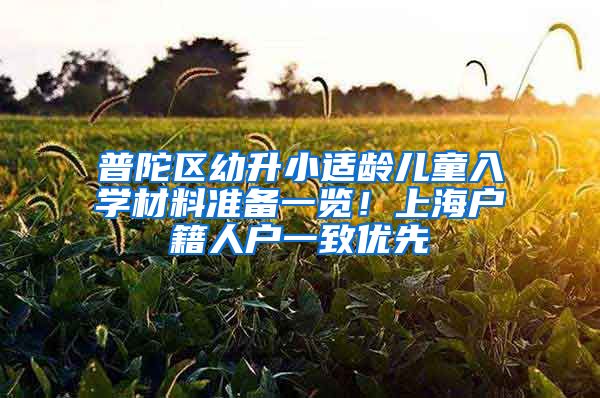 普陀区幼升小适龄儿童入学材料准备一览！上海户籍人户一致优先