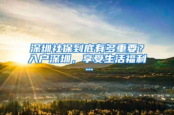 深圳社保到底有多重要？入户深圳，享受生活福利…